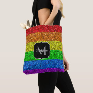 LGBT vlag trilling regenbooglitter sparkle Monogra Tote Bag