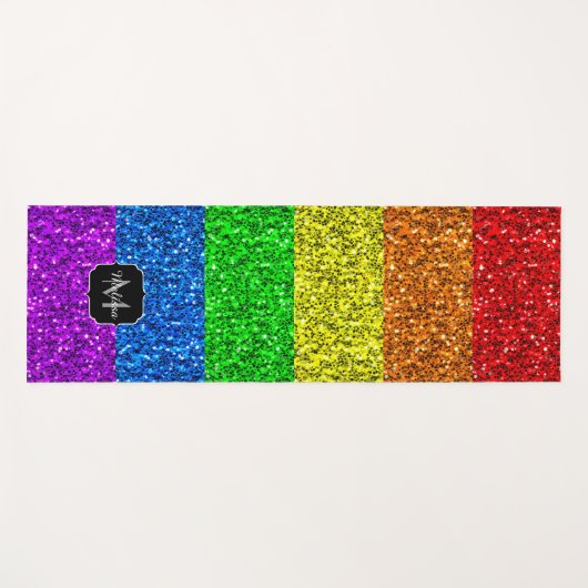 LGBT vlag trilling regenbooglitter sparkle Monogra Yogamat (Voorkant (horizontaal))