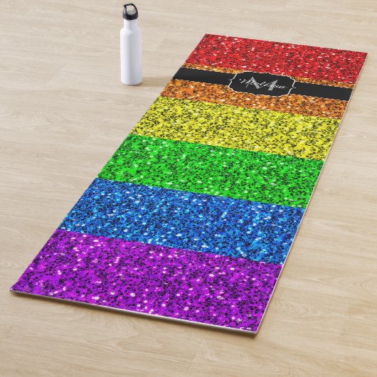 LGBT vlag trilling regenbooglitter sparkle Monogra Yogamat (In situ)