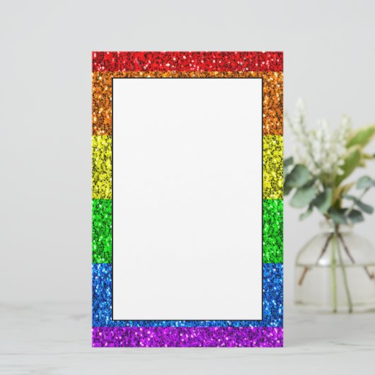 LGBT vlag trilling regenbooglitter sparkles Briefpapier (Staand voorkant)