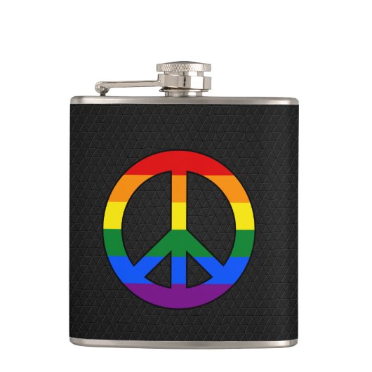 LGBT-vlag vredesteken fles Heupfles (Voorkant)