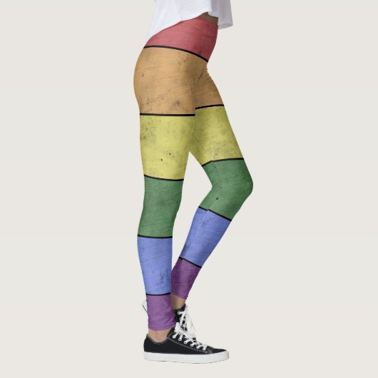 LGBT-vlaggenpride verontruste zwarte lijnen Leggings (Rechts)