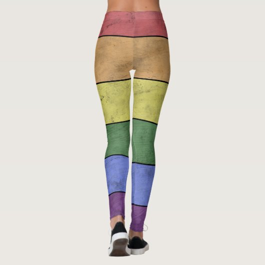  LGBT-vlaggenpride verontruste zwarte lijnen Leggings (Achterkant)