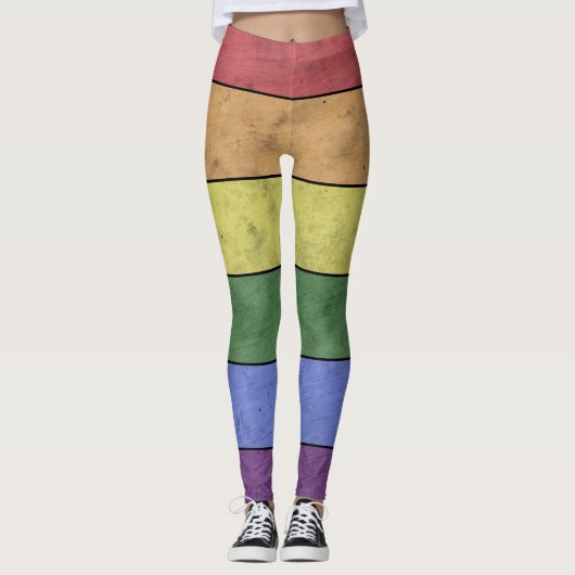  LGBT-vlaggenpride verontruste zwarte lijnen Leggings (Voorkant)