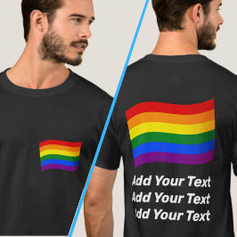 LGBT Vliegende Regenboog Vlag Tekst voor- en achte T-shirt