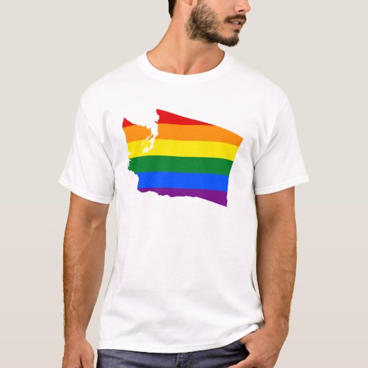 LGBT Washington, US State flag map T-Shirt (Voorkant)