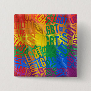 LGBT WORD PATTERN KLEUR -.png Vierkante Button 5,1 Cm