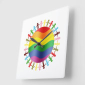 LGBT World Harmony Vierkante Klok (Hoek)