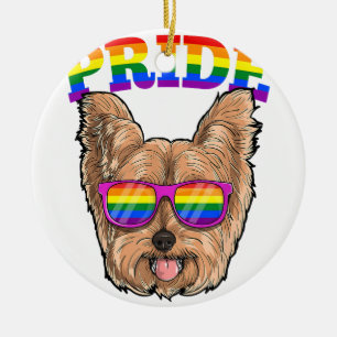 LGBT Yorkshire Terrier Yorkie Dog Gay Pride Rainbo Keramisch Ornament