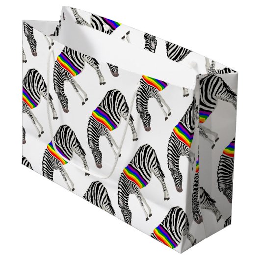 LGBT-Zebra Large Cadeautasje (Voorkant Gekanteld)