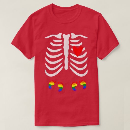 LgBt Zwangerschap Aankondiging Twin Skeleton Baby  T-shirt (Design voorkant)