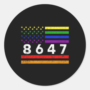 Lgbtq 8647 86 47 Impeach 47 Weersta 8647 Grappig L Ronde Sticker