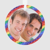 LGBTQ aangepaste foto gay pride regenboogvlag lijs Ornament (achterkant)