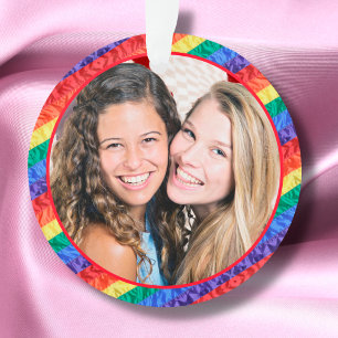 LGBTQ aangepaste foto gay pride regenboogvlag lijs Ornament