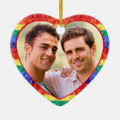 LGBTQ aangepaste foto homoregenboogvlag hartvorm Keramisch Ornament (Voorkant)