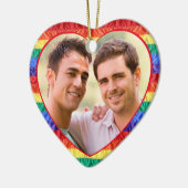 LGBTQ aangepaste foto homoregenboogvlag hartvorm Keramisch Ornament (Links)