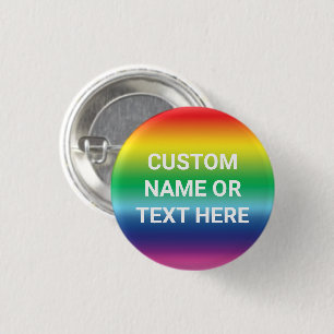 Lgbtq aangepaste tekst regenbooggradiënt homopride ronde button 3,2 cm