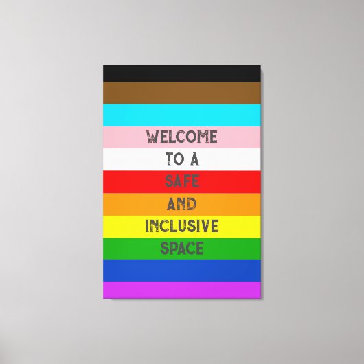 LGBTQ Aanpasbare Progress Pride Vlag Rainbow Canvas Afdruk (Voorkant)