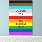LGBTQ Aanpasbare Progress Pride Vlag Rainbow Canvas Afdruk (Insitu (Houten vloer))