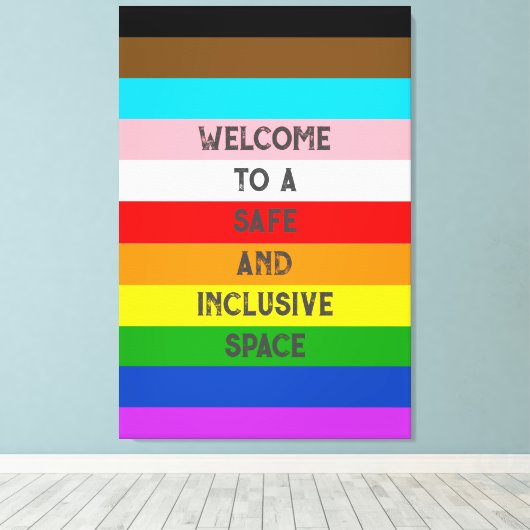 LGBTQ Aanpasbare Progress Pride Vlag Rainbow Canvas Afdruk (Insitu (Houten vloer))