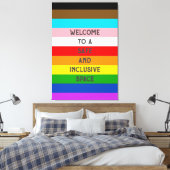LGBTQ Aanpasbare Progress Pride Vlag Rainbow Canvas Afdruk (Insitu (Slaapkamer))