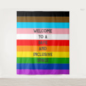 LGBTQ Aanpasbare Progress Pride Vlag Rainbow Wandkleed (Voorkant)