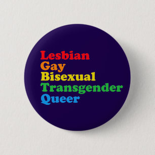LGBTQ-acroniem Regenboog Homoprentse Purper Ronde Button 5,7 Cm