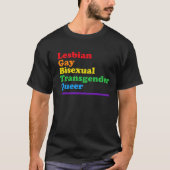 LGBTQ Acronym Rainbow Gay Pride Parade T-shirt (Voorkant)