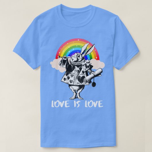 LGBTQ Alice-in-Wonderland White Rabbit - Love is L T-shirt (Design voorkant)