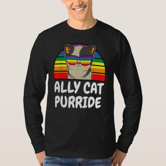 LGBTQ Ally Cat Purride Gay Lesbian Pride Rainbow M T-shirt (Voorkant)