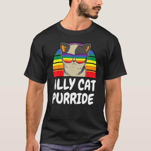 LGBTQ Ally Cat Purride Gay Lesbian Pride Rainbow M T-shirt (Voorkant)