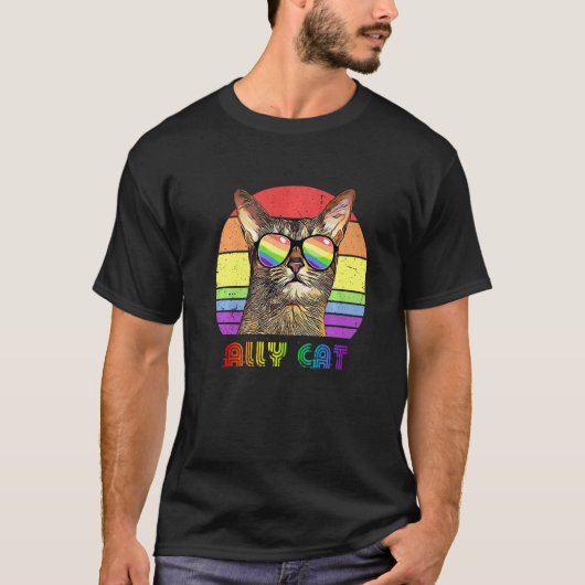 LGBTQ Ally Cat Rainbow Gay Pride Vlag LGBT 43 T-shirt (Voorkant)