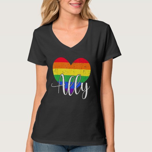 LGBTQ Ally for Gay Pride Support T-shirt (Voorkant)
