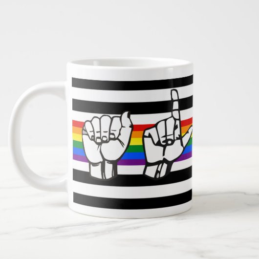 LGBTQ+ Ally Pride Amerikaanse Gebarentaal Grote Koffiekop (Links)