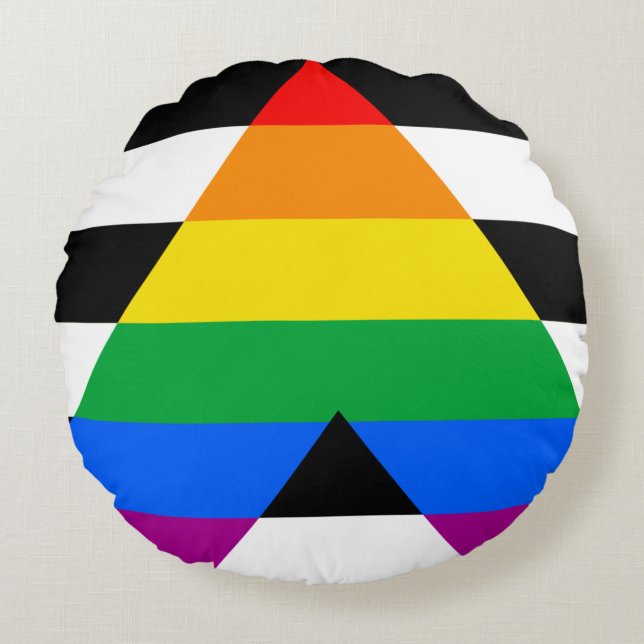LGBTQ+ Ally-vlag Rond Kussen (Voorkant)