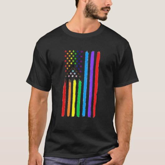 Lgbtq Amerikaanse vlag Pride Rainbow Gay Lesbian B T-shirt (Voorkant)