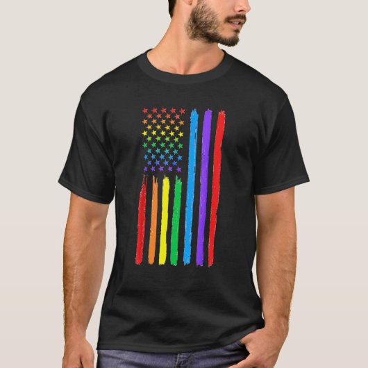 Lgbtq Amerikaanse vlag Pride Rainbow Gay Lesbian B T-shirt (Voorkant)