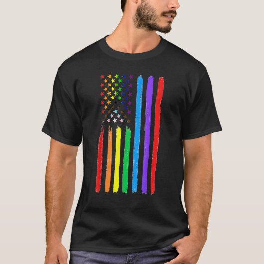 Lgbtq Amerikaanse vlag Pride Rainbow Gay Lesbian B T-shirt (Voorkant)