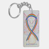 LGBTQ Angel Rainbow Awareness Ribbon Sleutelhanger (Voorkant Links)