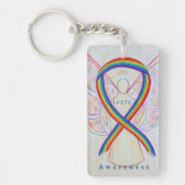 LGBTQ Angel Rainbow Awareness Ribbon Sleutelhanger (Voorkant)