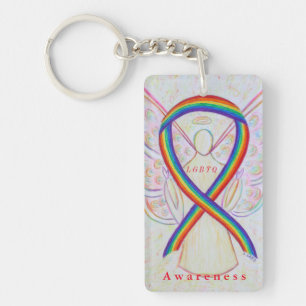 LGBTQ Angel Rainbow Awareness Ribbon Sleutelhanger