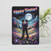 LGBTQ + Art Gay Paar Onder Moonlight Paas Kaart (Staand voorkant)