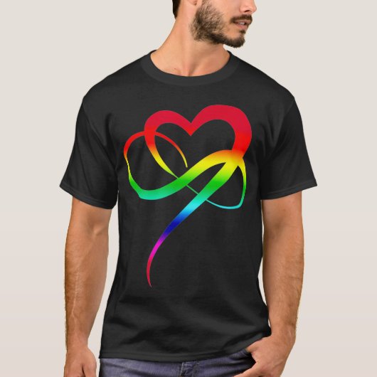 LGBTQ Art Love Symbol Rainbow Infinity Heart Polyg T-shirt (Voorkant)