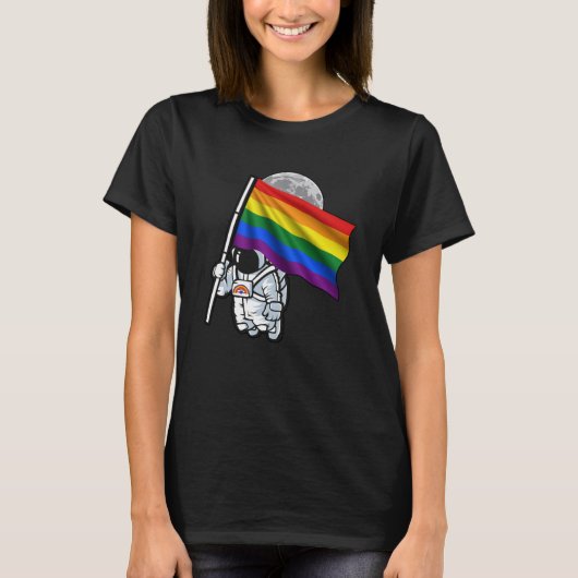 LGBTQ Astronaut Gay LGBT is een Rainbow Pride vlag T-shirt (Voorkant)