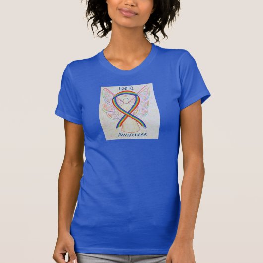 LGBTQ Awareness Rainbow Ribbon Angel Custom Shirt (Voorkant)
