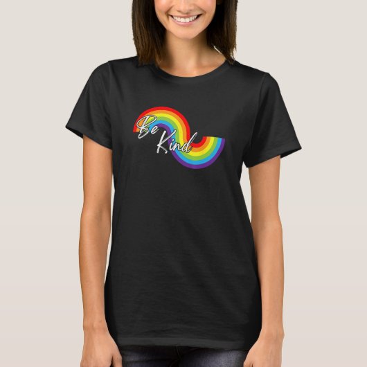 LGBTQ Be Kind Gay Pride LGBT Ally Rainbow Flag Ret T-shirt (Voorkant)