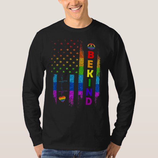 Lgbtq be Kind Gay Pride Lgbt Rainbow American Flag T-shirt (Voorkant)