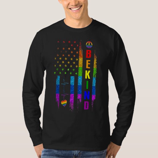 Lgbtq be Kind Gay Pride Lgbt Rainbow American Flag T-shirt (Voorkant)