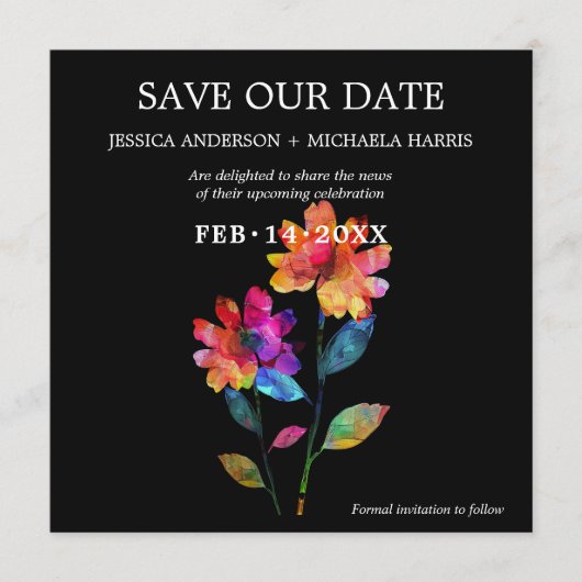 🌈 LGBTQ Bewaar de datum Bloemen & Trots Save The Date (Voorkant)