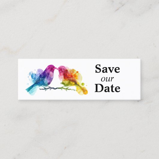 LGBTQ+ bewaar de datum 🌈budget Rainbow Lovebirds Contactkaartje (Voorkant)